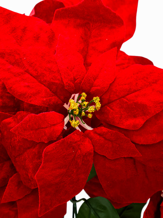 Flor artificial tipo nochebuena en color rojo y blanco para decorar interiores y exteriores