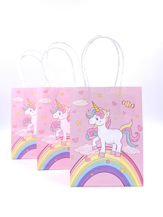 Paquete de bolsas de papel para regalo con diseño unicornio bolsa con 12 piezas