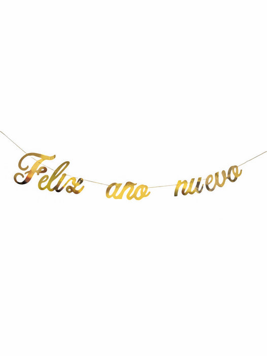 Paquete de 12 piezas de letrero estilo letra cursiva en colores metalicos con mensaje de feliz año nuevo colores varios