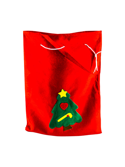 Paquete de 12 bolsas de tela con tematica de navidad perfecta para obsequios o aguinaldos en color rojo