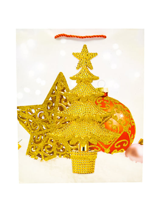 Paquete de 12 bolsas de regalo con tematica de navidad decoradas con brillantina dorada