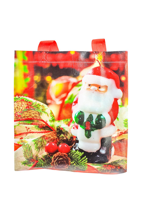 Paquete de 12 bolsas con tema de navidad en colores y diseno surtidos de tela plastificada