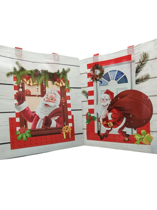 Pack de bolsas ecológicas con diseño de Santa claus de tela plástica con asas rojas