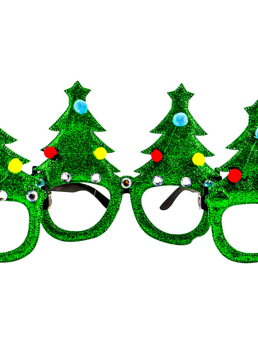 Paquete de 12 lentes decorados con arboles de navidad en color verde