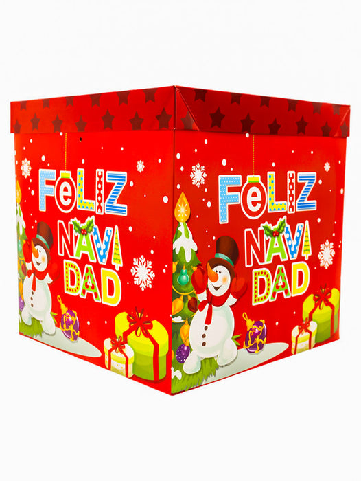 Paquete de 12 cajas cuadradas de regalo con leyenda de feliz navidad en colores surtidos