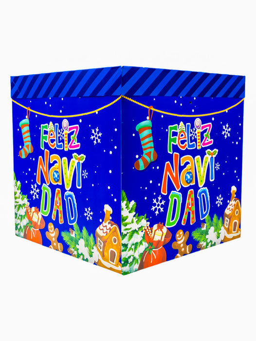 Paquete de 12 cajas cuadradas de regalo con leyenda de feliz navidad en colores surtidos