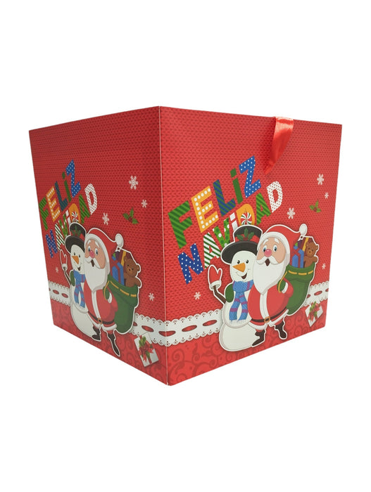 Paquete de cajas cuadradas en cartulina roja con diseños navideños elegantes ideal para regalos de navidad 12 piezas