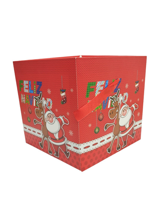 Paquete de cajas cuadradas en cartulina roja con diseños navideños elegantes ideal para regalos de navidad 12 piezas