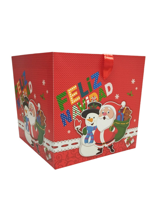 Paquete de cajas cuadradas en cartulina roja con diseños navideños elegantes ideal para regalos de navidad 12 piezas