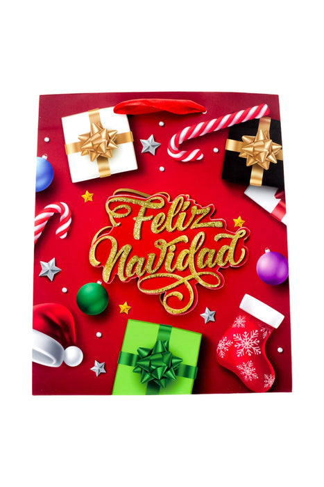 Paquete de bolsas para regalo con tema de feliz navidad con modelos direferentes en medida chica