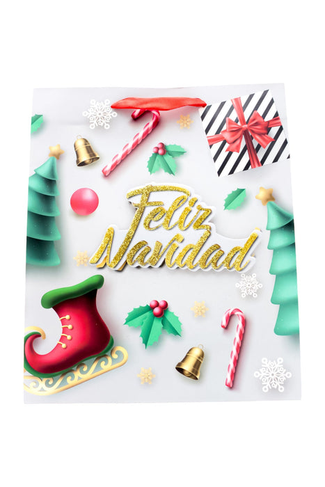 Paquete de bolsas para regalo con tema de feliz navidad con modelos direferentes en medida chica