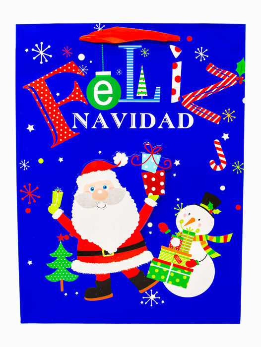 Paquete de 12 bolsas de regalo con leyenda de feliz navidad y estampado festivo ideal para tus obsequios