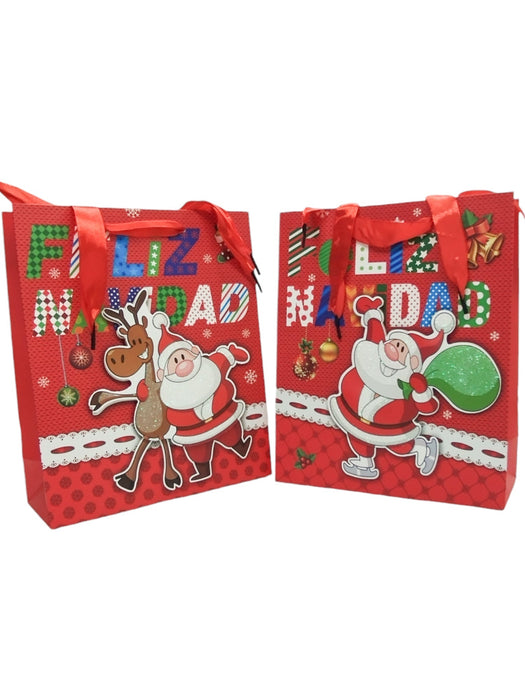 Paquete de bolsas de regalo de papel navideñas con diseños surtidos