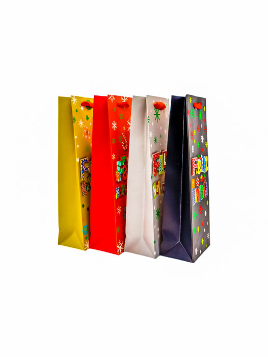 Paquete de bolsas de regalo rectangulares de diseños varios de navidad  12 piezas