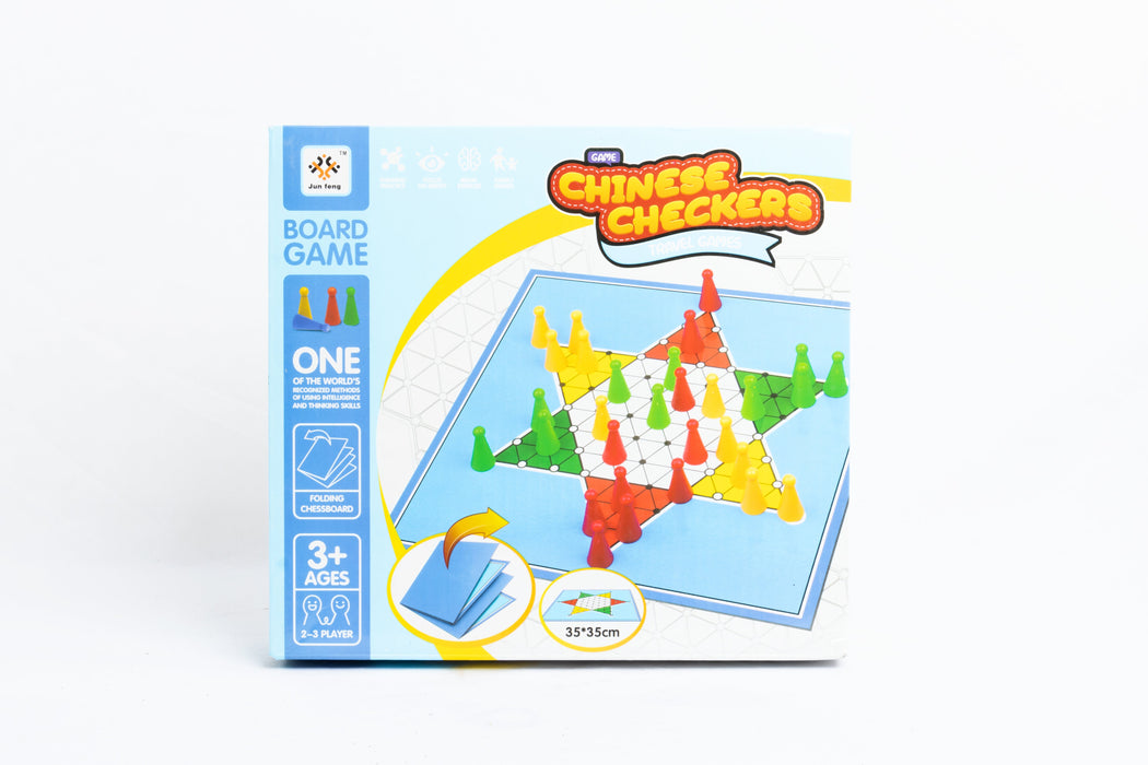 Juego de mesa damas chinas con tablero color azul diseño clasico