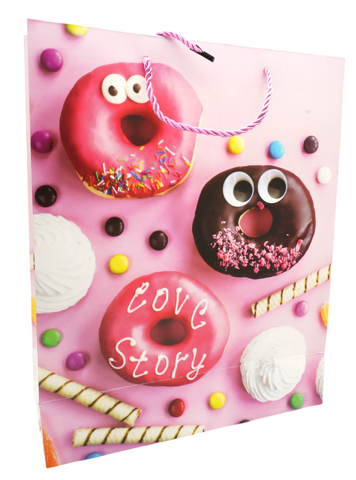 Paquete de bolsas para regalo con diseño animado de donas con ojitos para empacar regalos en cumpleaños infantiles o temáticos