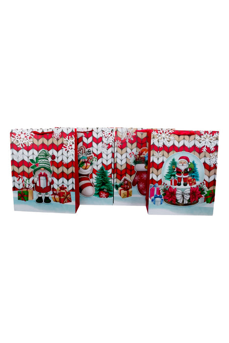 Bolsas para regalo navideñas en cartulina con asas de agujeta diseño festivo y toque elegante para tus regalos