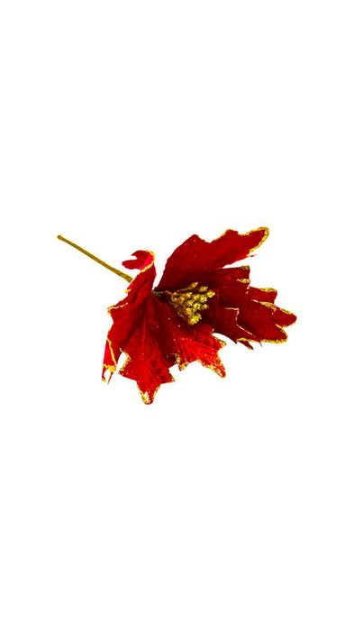 Flor de noche buena plegable de tela suave en colores varios con detalles adiamantados