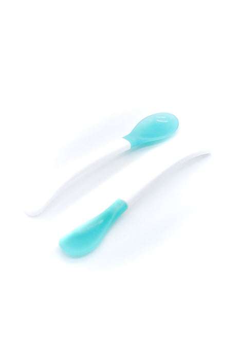 Cucharas de Silicona ergonomica de mango plastico resistente para bebe  en estuche con broche en diferentes colores