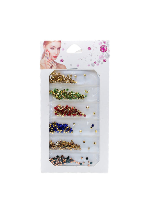 Blister de pedreria para uñas en 6 colores diamantados para creaciones brillantes