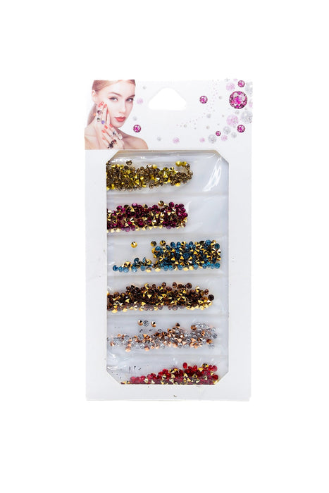 Blister de pedreria para uñas en 6 colores diamantados para creaciones brillantes