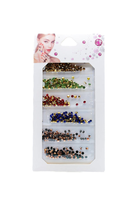 Blister de pedreria para uñas en 6 colores diamantados para creaciones brillantes