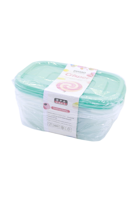 Paquete de tuppers de plástico con tapa a presión colores varios kit con 3 piezas