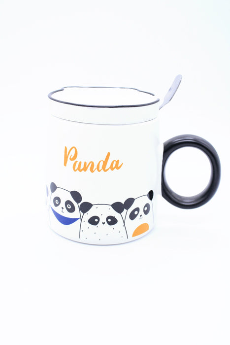 Taza de ceramica para cafe o te con diseño de oso polar y asa en colores varios